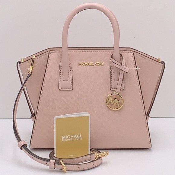Michael Kors Avril Small Leather Top-Zip Satchel Powder Blush color - Picture 2 of 16